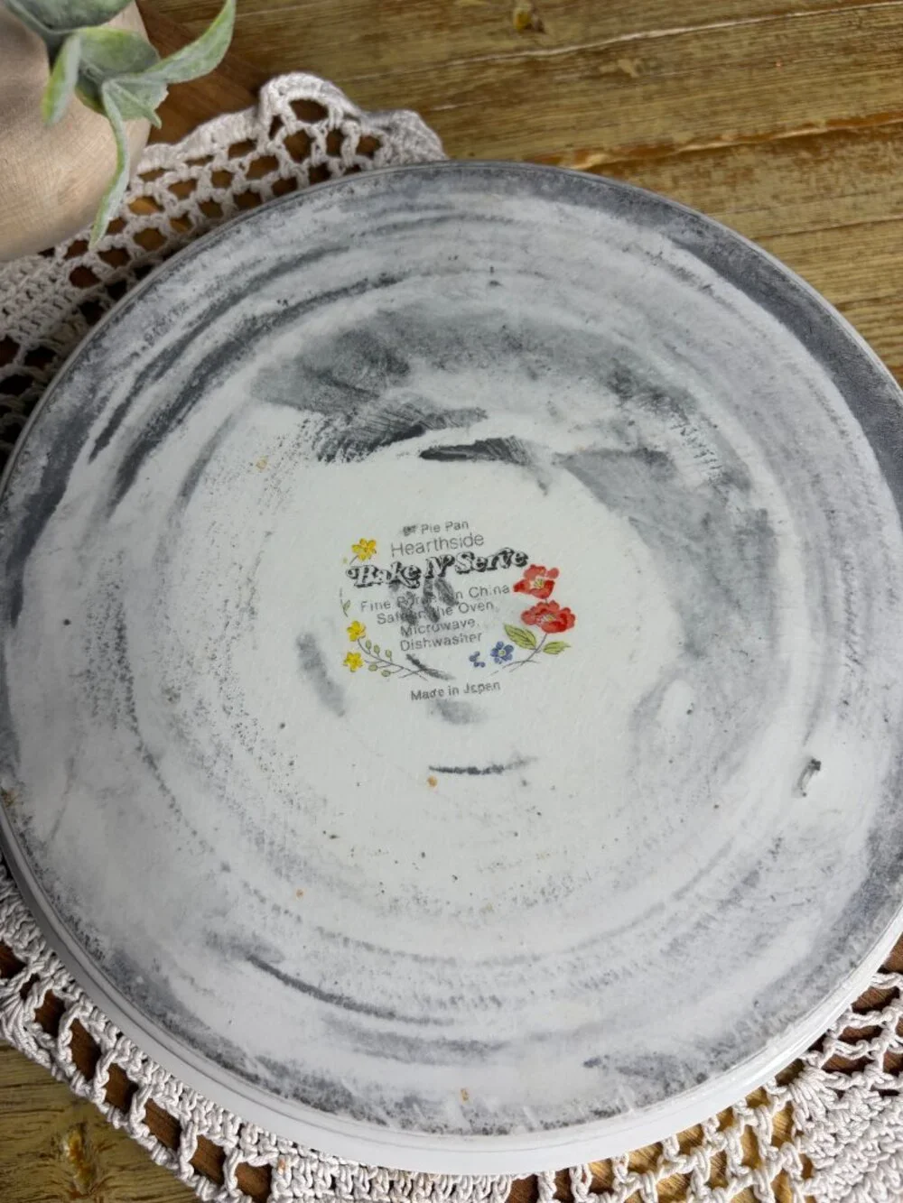 Vintage Hearthside Poppy Garden Porcelain Pie Plate Dish Bake N Serve Japan